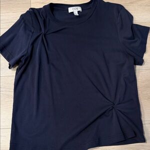 COS Women's Dark Navy Short Sleeve Top